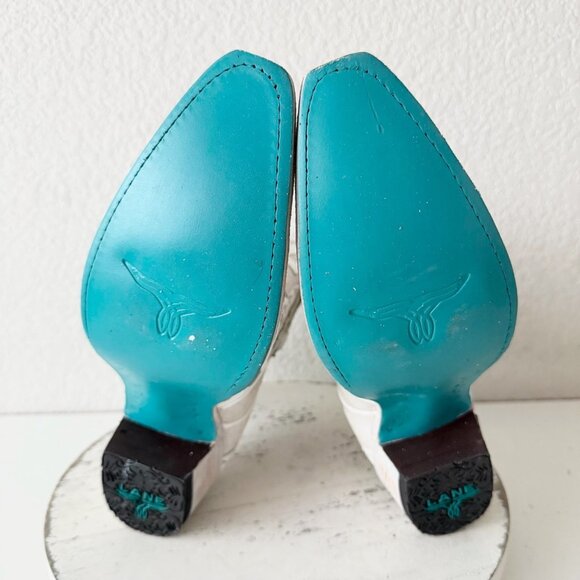 Lane CHASE THE WIND Womens Cowboy Bootie 9.5 Western Short White Cowgirl Boots - Picture 8 of 11